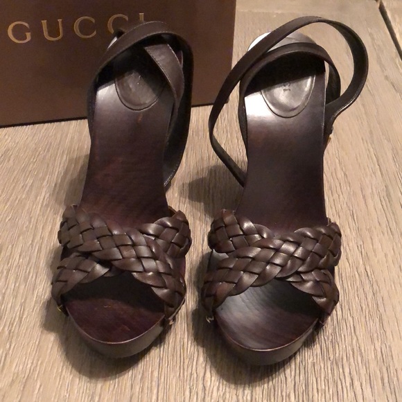 Authentic Gucci Sand Pelle S. Gomma Lifford Platform Sandal - Picture 2 of 13